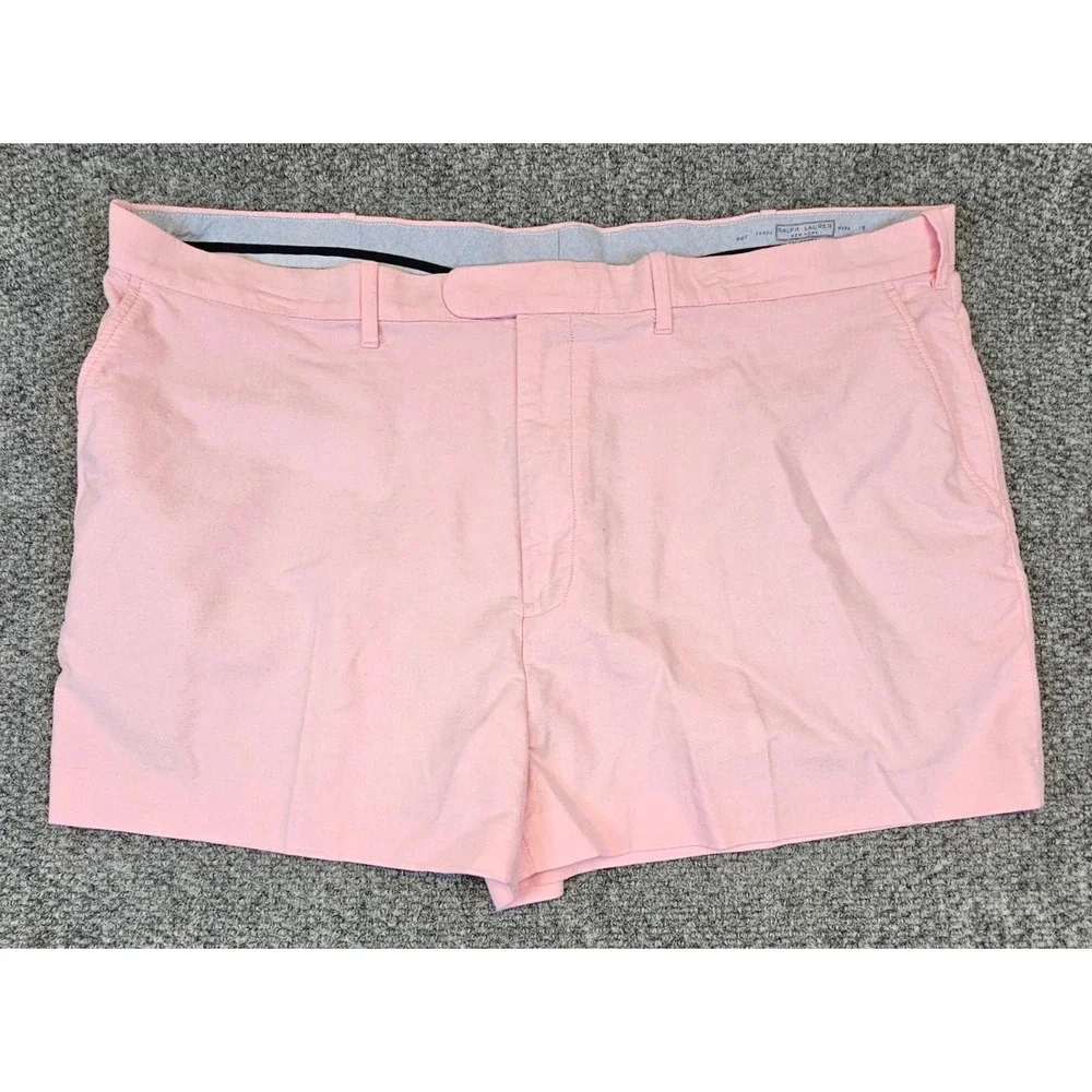 Polo Ralph‎ Lauren Mens Pink Oxford Cotton Shorts Size 46 Flat Front Preppy